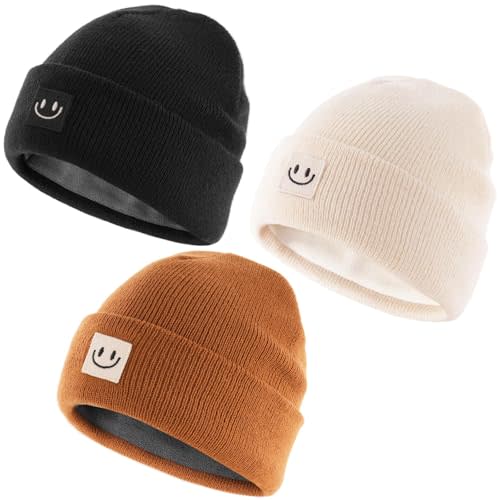 FURTALK Baby Toddler Winter Hat 3 Packs Baby Beanie Toddler Beanie Boys Girls Fleece Lined Kids Warm Knit Hats