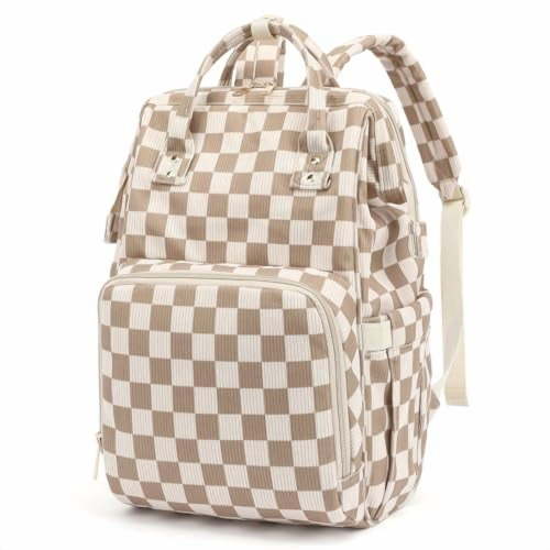 Baby Diaper Bag Backpack for Mom, Large Capacity Travel Nappy Bag for Boys & Girls with Stroller Straps (Corduroy Checkered Green)