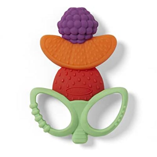 Infantino Lil' Nibbles Textured Silicone Teether -Sensory Exploration and Teething Relief with Easy to Hold Handles, Multicolor Fruit Kabob