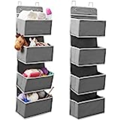 Univivi Over Door Hanging Organizer Storage with 5 Large Pockets - 3 Small PVC Pockets, Grey
