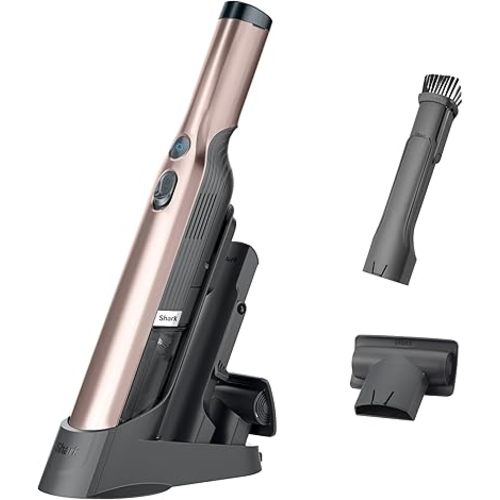 Shark WANDVAC Cordless Hand Vac, Lightweight, Portable at 1.4 lbs., Powerful Suction, Charging Dock, One-Touch Empty for Car & Home, Multi-Surface Pet Tool & Duster Crevice Tool, Rose Gold, WV201RGBRN