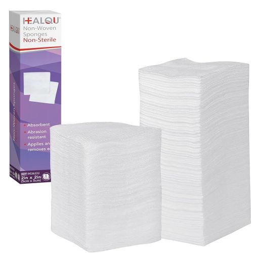 HEALQU Gauze Pads 2"x2" - 200-Pack, 4-Ply Non-Woven Sponges Non-Sterile, All-Purpose Dental and Surgical Sponges Including First Aid Kits and Medical Facilities