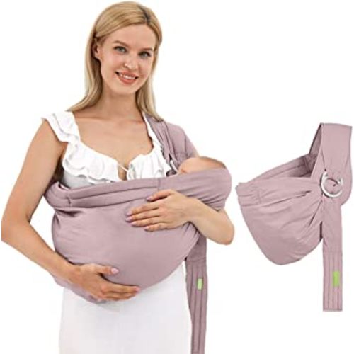 Baby Carrier-Baby Wraps Carrier-Baby Sling,Soft Adjustable Ring Slings for Newborns Infants, Breathable Multi-Functional Sling for Mom&Dad Support Babies Under 36lbs-Pink