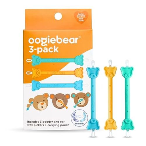 oogiebear: Baby Nose Cleaner & Ear Wax Removal Tool - Safe Booger & Earwax Removal for Newborns, Infants, Toddlers - Dual-Ended - Essential Baby Stuff, Diaper Bag Must-Have - 3 Pack - 3 booger picker