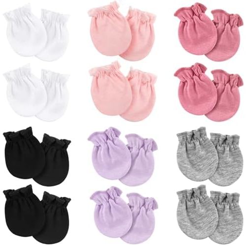 Newborn Baby Mittens No Scratch Cotton Elastic Wrist Gloves Infant Toddler Mittens for Baby Boy Girl 0-6 Months