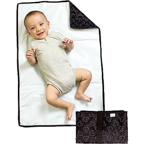 Disney Baby by J.L. Childress Full Body Portable Changing Pad - Disney Travel Essential - Padded, Waterproof, Foldable Diaper Changing Pad - Extra-Large 19" x 30" - Mickey Mouse Black