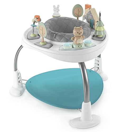 Ingenuity Spring & Sprout 2-in-1 Baby Activity Center Jumper and Table with Infant Toys - Ages 6 Months +, First Forest