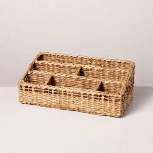 Woven Multipurpose Compartment Caddy Natural - Hearth & Hand™ With Magnolia: Rattan Storage Organizer For Tabletop