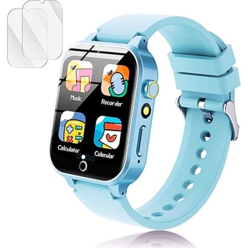 Smart Watch for Kids, with 26 Puzzle Games, Touch Screen, HD Camera, Alarm Clock, Toys for Ages 4-12 Years Old.Birthday Gift for Boys Girls (Soft Blue)
