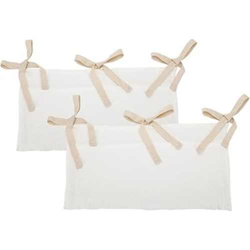 2Pack Baby Bedside Hanging Storage Bag 2 Pockets Organizer for Baby Cribs and Toys Multifunctional Hanging Pocket Cotton Organizer (White)
