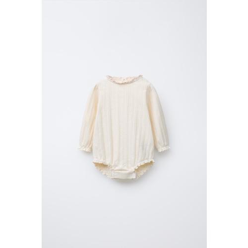 POINTELLE LACE BODYSUIT - Light beige | ZARA United States