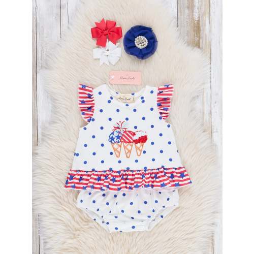 Marie Nicole- Stars & Stripes Ice Cream Bloomers Outfit