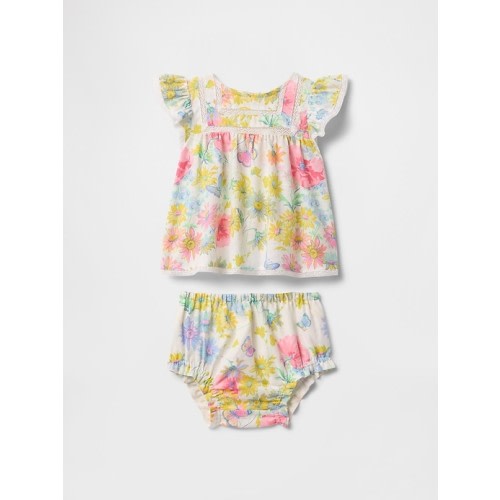 Baby Linen-Cotton Ruffle Outfit Set
