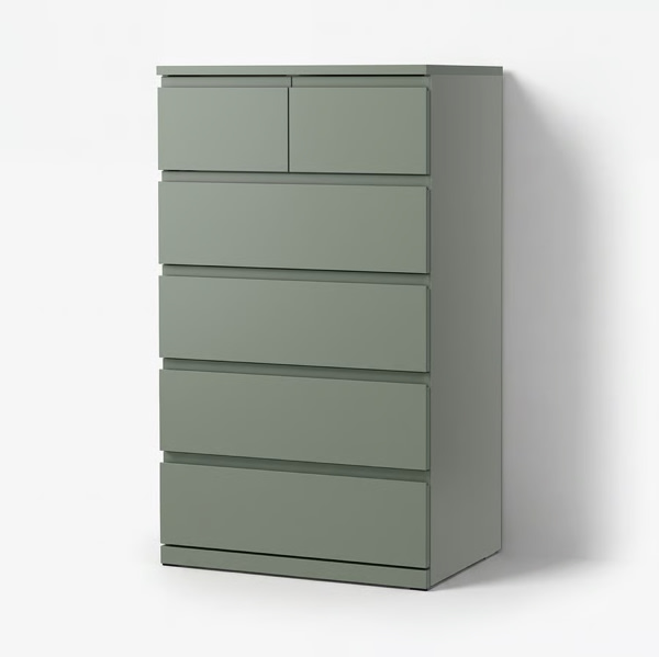 STORKLINTA 6-drawer dresser - gray/green/anchor/unlock function 27 1/2x18 7/8x47 1/4 "