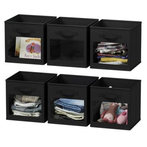 Storage Bin with Clear Windows, Set of 6 Fabric Storage Cube for Closet, Cubby Shelf, Storage Organizer