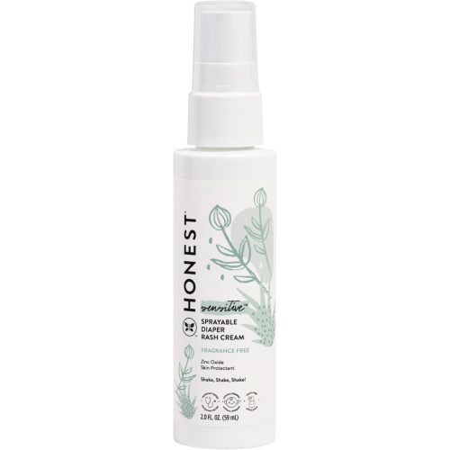 The Honest Company Baby Diaper Rash Cream Spray | Moisturizing + Calming Zinc Oxide | Hypoallergenic, Dermatologist Tested, Cruelty Free | 2 fl oz