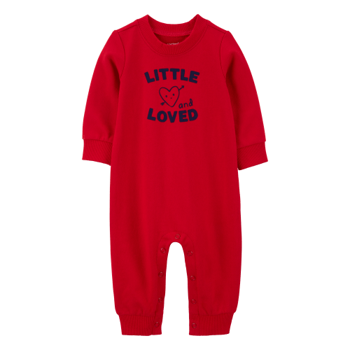 Baby Heart French Terry Long-Sleeve Jumpsuit - Red - Carter's | Carter's