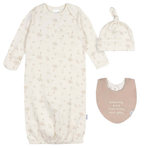 3-Piece Baby Neutral Goose Pond Gown Set
