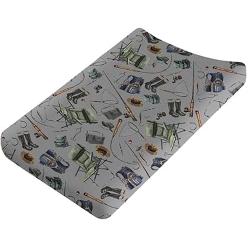 Fishing Changing Pad Cover Fishing Lovers Gift Diaper Changing Table Sheets for Boys Fish Soft Breathable Stretch Fitted Baby Changing Table Cover Fishing Nursery Bedding Change Table Mats 32''x16''