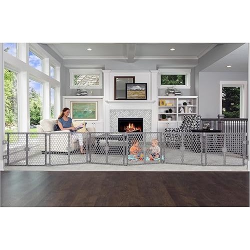 Regalo Plastic 192-Inch Super Wide Adjustable Baby Gate and Play Yard, 2-In-1, Bonus Kit, Includes 4 Pack of Wall Mounts-4 Count (Pack of 1)