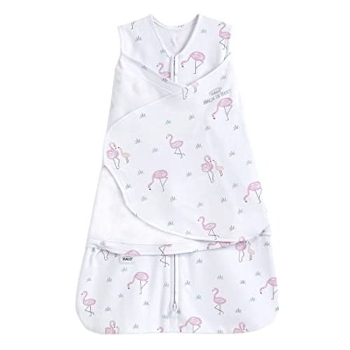 HALO 100% Cotton Sleepsack Swaddle, 3-Way Adjustable Wearable Blanket, TOG 1.5, Flamingos, Newborn, 0-3 Months
