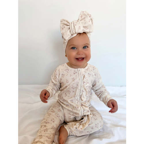 Frill Zip Romper | Paisley Lilac – Little and Fern