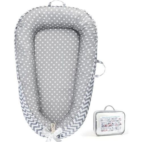 KISS GOLD Baby Lounger - Breathable Soft Cotton Cover Baby Lounger Nest, Babies Essentials Gifts, Portable Lounger for Baby Tummy Time Floor Playing Seated Support for Home and Travel