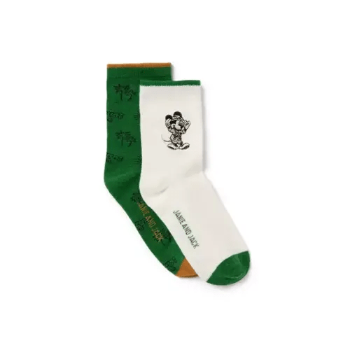Boy Ivy Green Mickey Mouse And Jet Ivory Disney Mickey Mouse Sock 2-Pack by Janie and Jack