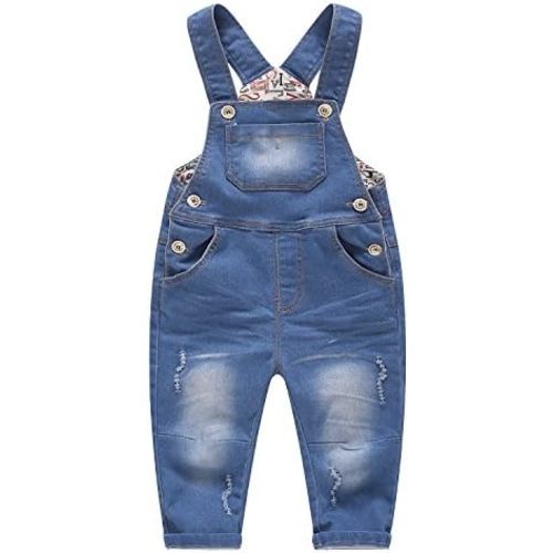 KIDSCOOL SPACE Baby & Little Boys/Girls Blue & Black Denim Overalls,Jean Workwear