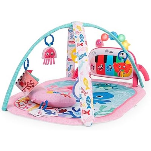 Baby Einstein Ocean Explorers 4-in-1 Kickin Tunes Jellyfish Jamboree Music & Language Discovery Gym, Pink, Ages 0 Months and Up