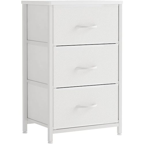 Vermess Nightstand, Small Dresser, Bedside Furniture, Night Stand End Table with 3 Storage Drawers for Bedroom, White