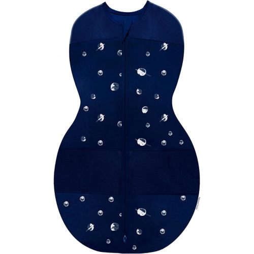 Happiest Baby Sleepea 5-Second Swaddle - 100% Organic Cotton Baby Swaddle Blanket - Doctor Designed Promotes Healthy Hip Development (Midnight Planets, Small)