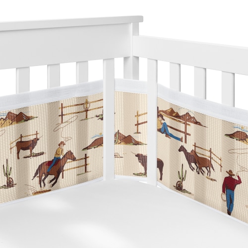 Sweet Jojo Designs + BreathableBaby Breathable Mesh Crib Liner Wild West Cowboy Boy Girl Gender Neutral Unisex