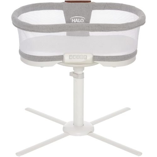 HALO BassiNest Luxe Swivel Sleeper - Over-Bed Baby Bassinet with 360° Rotation, Vibrations, White Noise, Nightlight, and Safe Close-Sleeping Design, Dove Grey Tweed