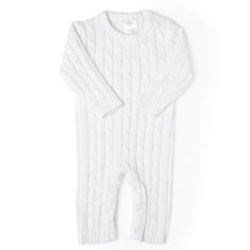 Baby Boys or Baby Girls Long Sleeved Cable Knit Coverall