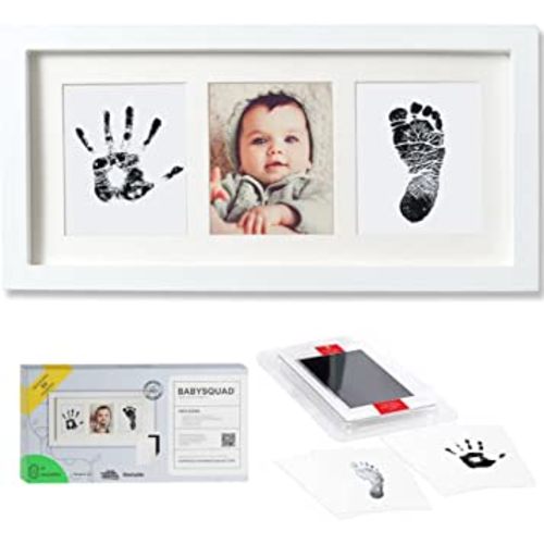 Baby Prints Newborn Handprint and Footprint Picture Frame Keepsake Kit, 13.5 x 7 INCHES (Large Size), Mess-Free Ink Pad Included | Gift for New Parents for Babyshower | Photo Keepsake