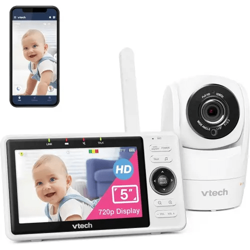 VTech Upgraded Smart WiFi Baby Monitor VM901, 5-inch 720p Display, 1080p Camera, HD NightVision, Fully Remote Pan Tilt Zoom, 2-Way Talk, Free Smart Phone App, Works with iOS, Android