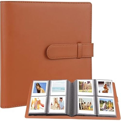 256 Pockets Photo Album for Fujifilm Instax Square SQ1/SQ6/SQ10/SQ20 Camera, Kodak Mini 3 Square,Mini Shot 3 Square, Mini Shot 3 Square Printer, Album for Instax Square Photo, Kodak 3x3" Photo (brown)