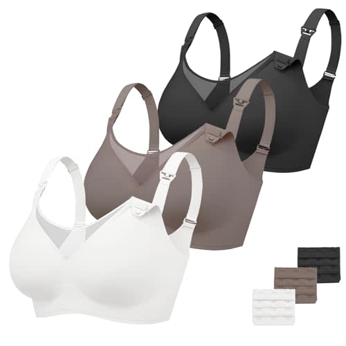 Vinfact 3 Pack Nursing Bras for Breastfeeding Comfort Maternity Bras for Pregnancy Wireless Seamless Breastfeeding Bras