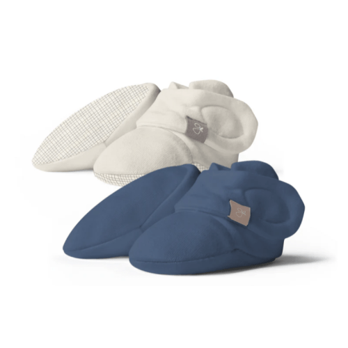 Stay-On Baby Booties 2-Pack | INDIGO + GRIDLOCK 0-6M – goumikids