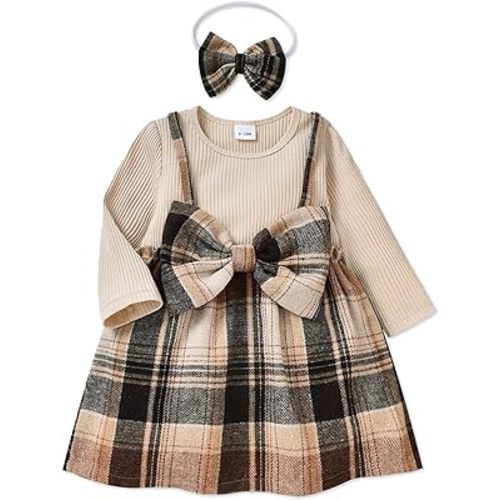 PATPAT Baby Girl Dress Newborn Infant Girls Dress Long Sleeve Toddler Dress