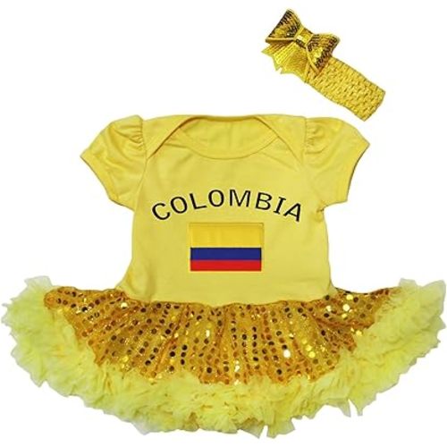 Petitebella Colombia & Flag Baby Dress Nb-18m