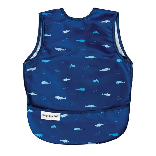 Tiny Twinkle Mess Proof Baby Bib - Waterproof & Lightweight Baby-Led Weaning Apron | 100% Recycled Polyester, Easy Clean & Machine Washable (Ocean Life, Small 6-24 Months)