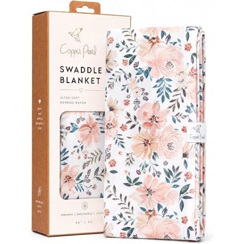 Copper Pearl Swaddle Blankets for Newborns | Soft Stretchy Receiving Blankets for Boys and Girls | Large 46 x 46 Inch Baby Blankets | Lightweight and Breathable Swaddles | Autumn