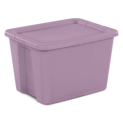 Sterilite Large Storage Bin, 18 Gallon Plastic Storage Container with Snap-On Lid, Lilac