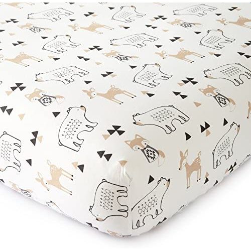 Levtex Baby Bailey Mini Crib Fitted Crib Sheet, Cotton, Taupe, Charcoal, White, Grey