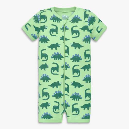 Baby organic zip shortie in dinos - Pear dinosaurs / 0-3