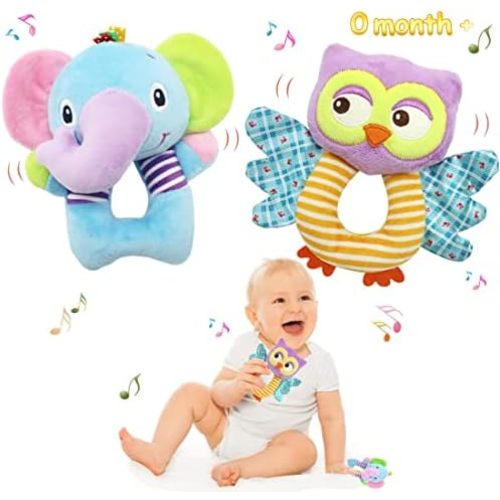 BLOOBLOOMAX Sock rattles for Babies 0-24 Months Baby Animal Foot Finder Educational Toys
