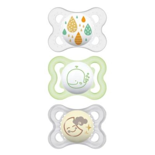 MAM 3-Pack 0-6M Glow-in-the-Dark Pacifiers Variety Pack - NEUTRAL - 0-6 MONTHS