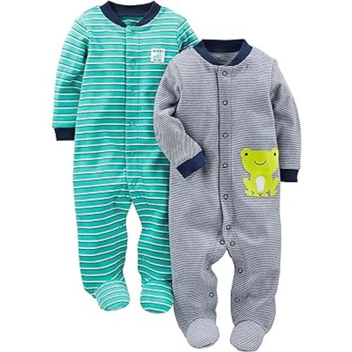 Simple Joys by Carter's Baby Boys' 2-Way Zip Thermal Footed Sleep and Play, Pack of 2